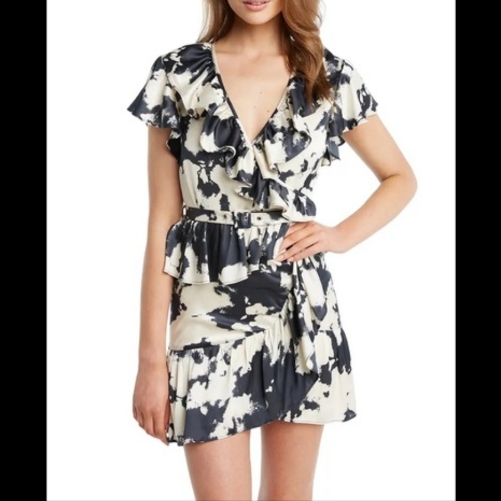 Bardot Tie Dye print mini satin dress